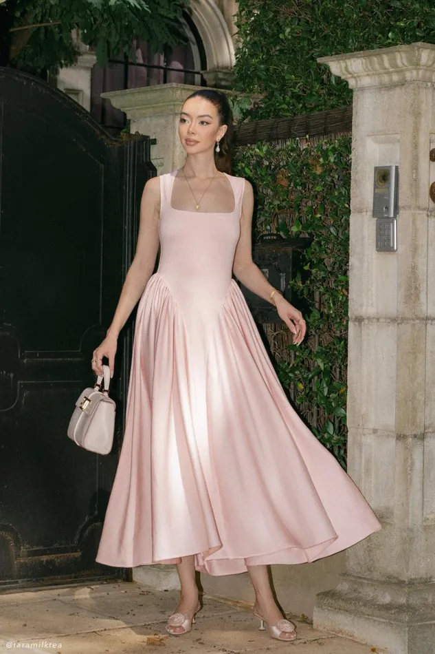 Women Meshki Tops Sharon Scuba Jersey Midi Dress 8211 Ballet Pink