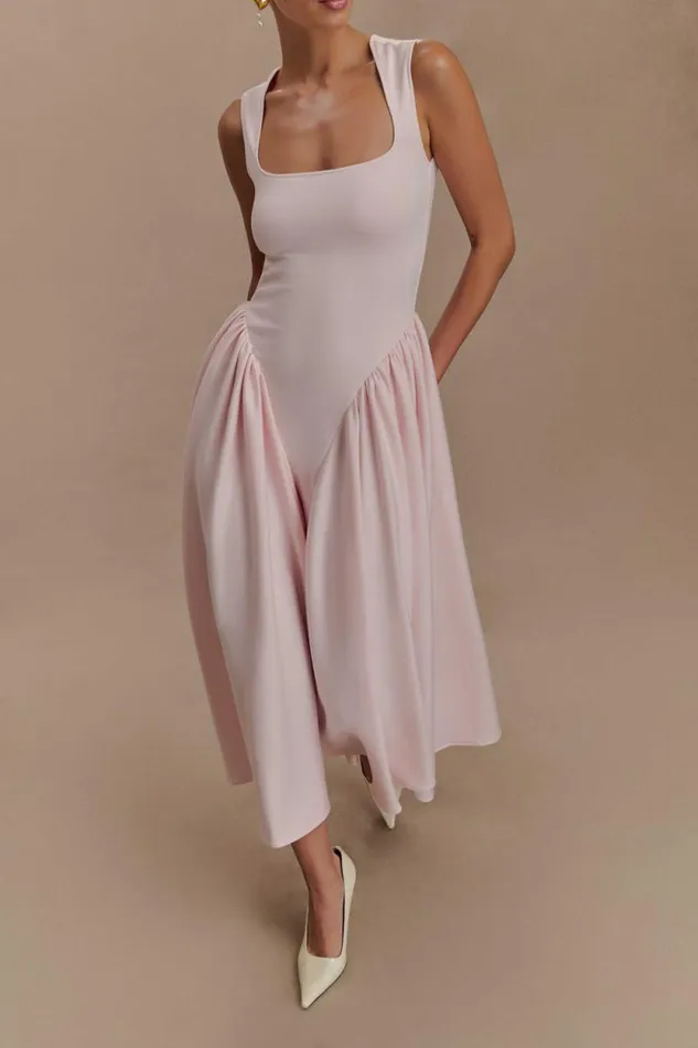 Women Meshki Tops Sharon Scuba Jersey Midi Dress 8211 Ballet Pink
