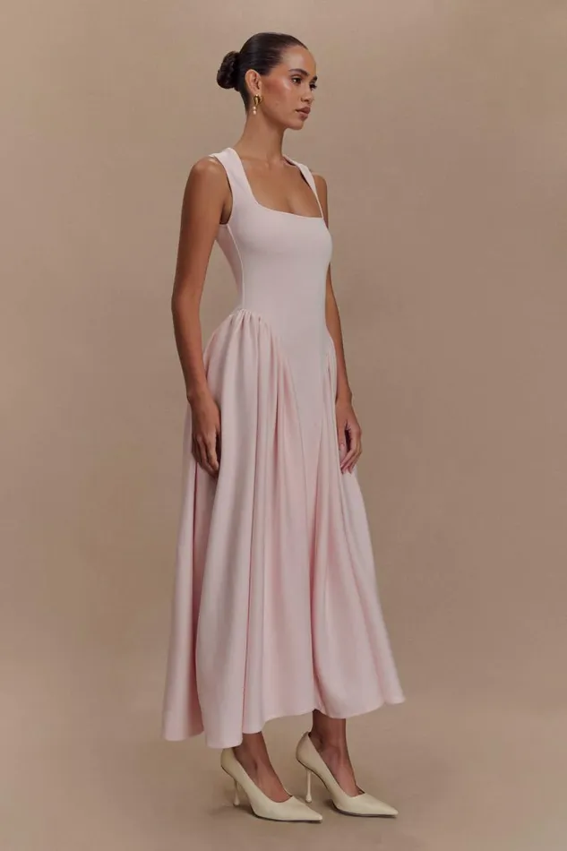 Women Meshki Tops Sharon Scuba Jersey Midi Dress 8211 Ballet Pink