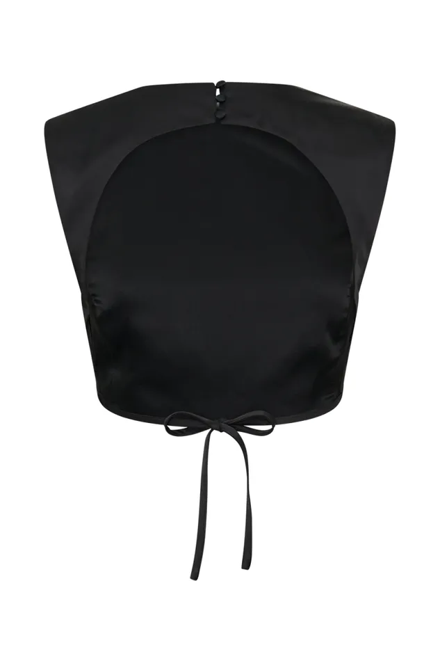 Women Meshki Tops Viviana Satin Sleeveless Crop Top 8211 Black