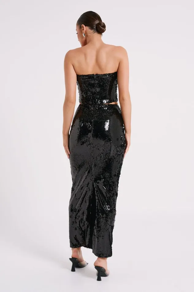 Women Meshki Tops Zariah Strapless Sequin V Corset 8211 Black
