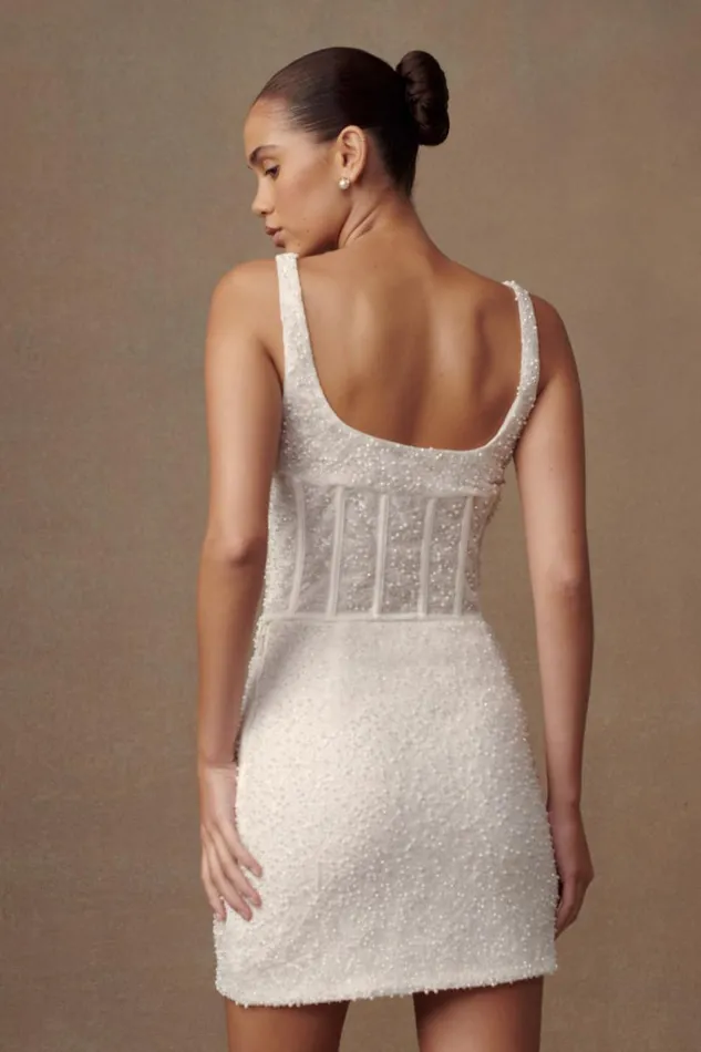 Women Meshki Two Piece Sets Elsie Pearl Beaded Bustier Top 8211 White