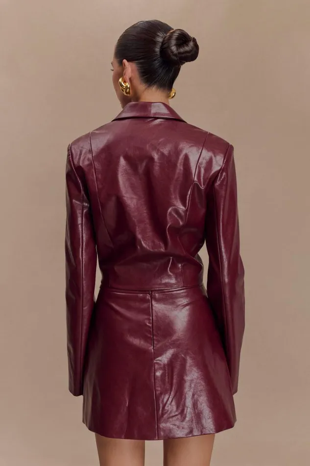 Women Meshki Two Piece Sets Oli Faux Leather Long Sleeve Top 8211 Cherry Red