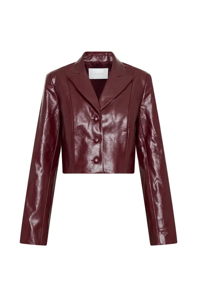 Women Meshki Two Piece Sets Oli Faux Leather Long Sleeve Top 8211 Cherry Red