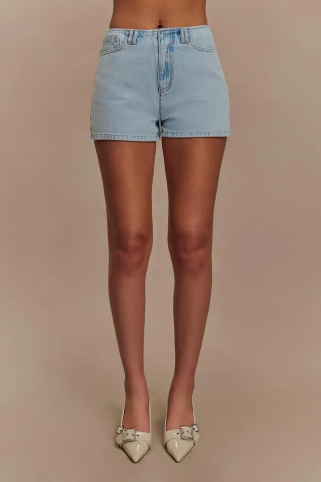 Women Meshki Two Piece Sets Tobias Denim Shorts 8211 Light Blue