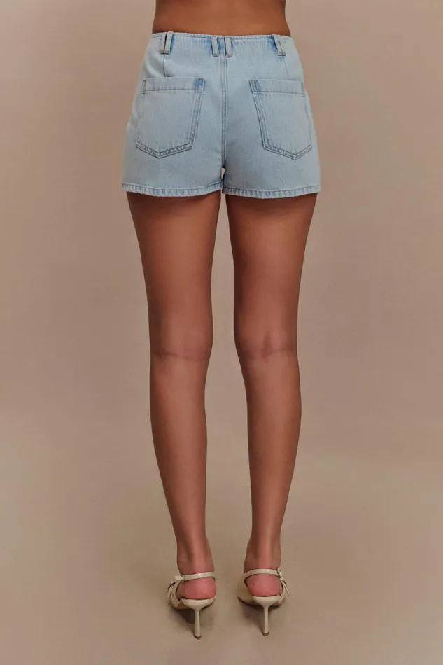Women Meshki Two Piece Sets Tobias Denim Shorts 8211 Light Blue