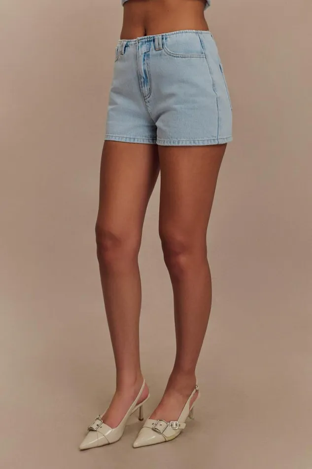 Women Meshki Two Piece Sets Tobias Denim Shorts 8211 Light Blue