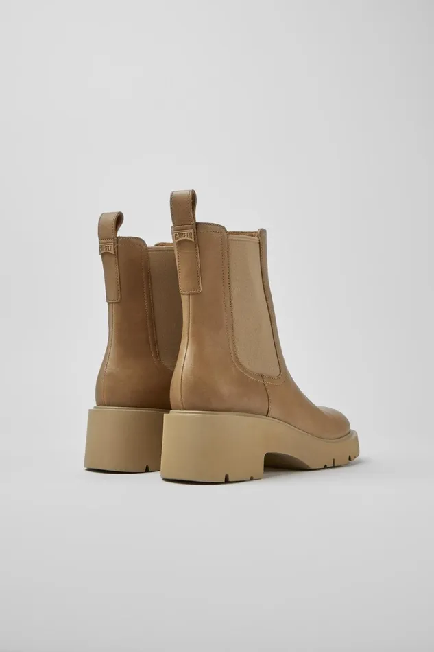 Women Milah Beige Leather Chelsea Boots Camper Ankle Boots Women Milah Beige Leather Chelsea Boots Camper Ankle Boots
