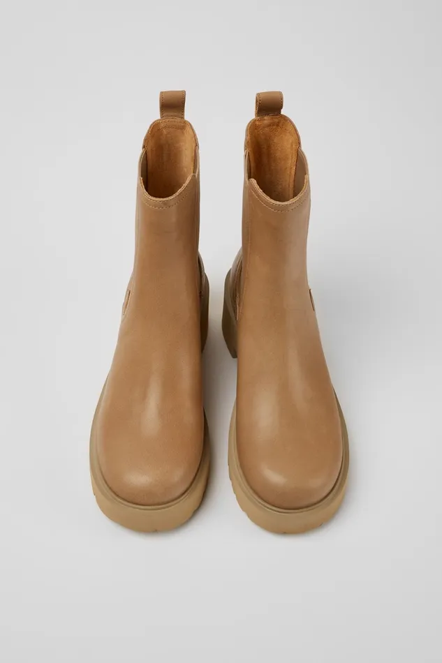 Women Milah Beige Leather Chelsea Boots Camper Ankle Boots Women Milah Beige Leather Chelsea Boots Camper Ankle Boots