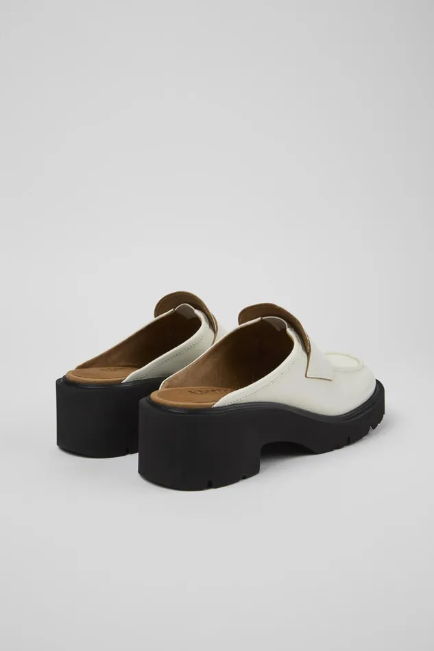 Women Milah White Leather Clog Camper Casual Shoes Women Milah White Leather Clog Camper Casual Shoes