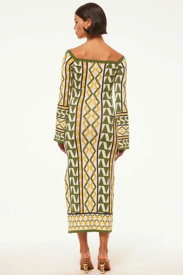 Women MISA Los Angeles Dresses JAQUETTA DRESS Limoncello Geo Jacquard