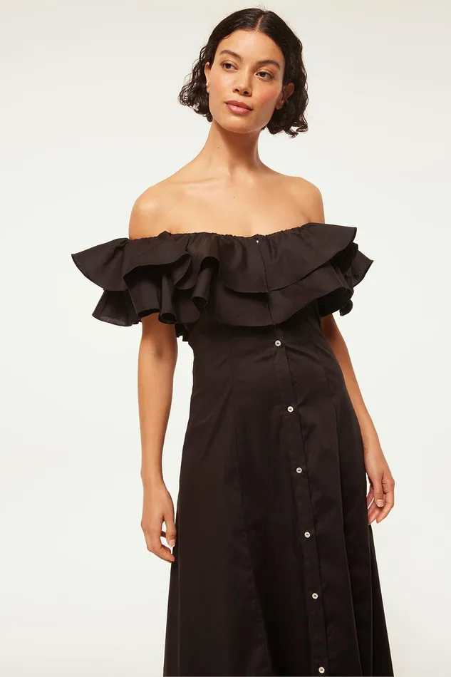 Women MISA Los Angeles Dresses LORETTA DRESS Black Poplin