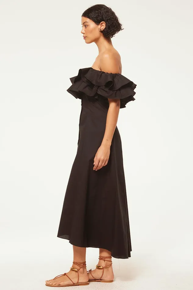 Women MISA Los Angeles Dresses LORETTA DRESS Black Poplin