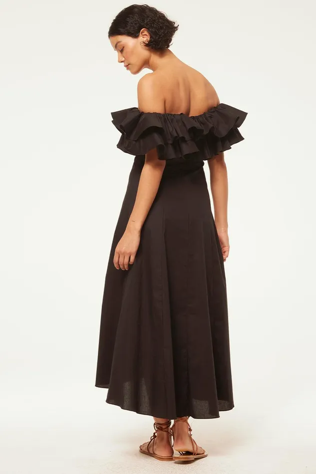 Women MISA Los Angeles Dresses LORETTA DRESS Black Poplin