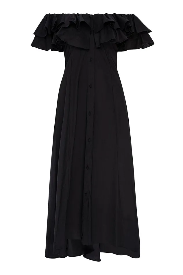Women MISA Los Angeles Dresses LORETTA DRESS Black Poplin