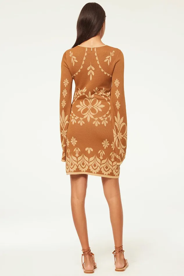 Women MISA Los Angeles Dresses SAHAR DRESS Brown Flora Santiago