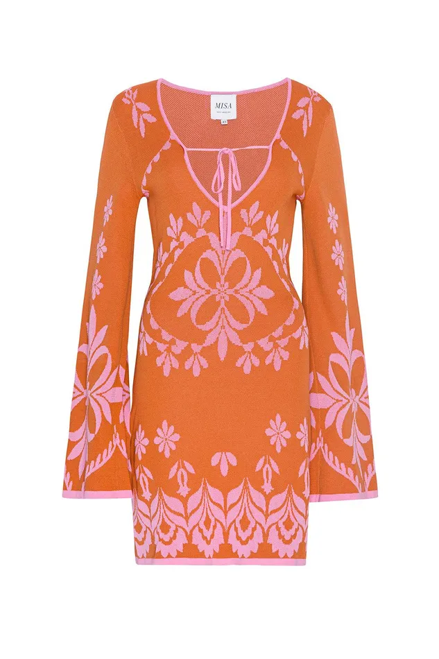 Women MISA Los Angeles Dresses SAHAR DRESS Brown Flora Santiago