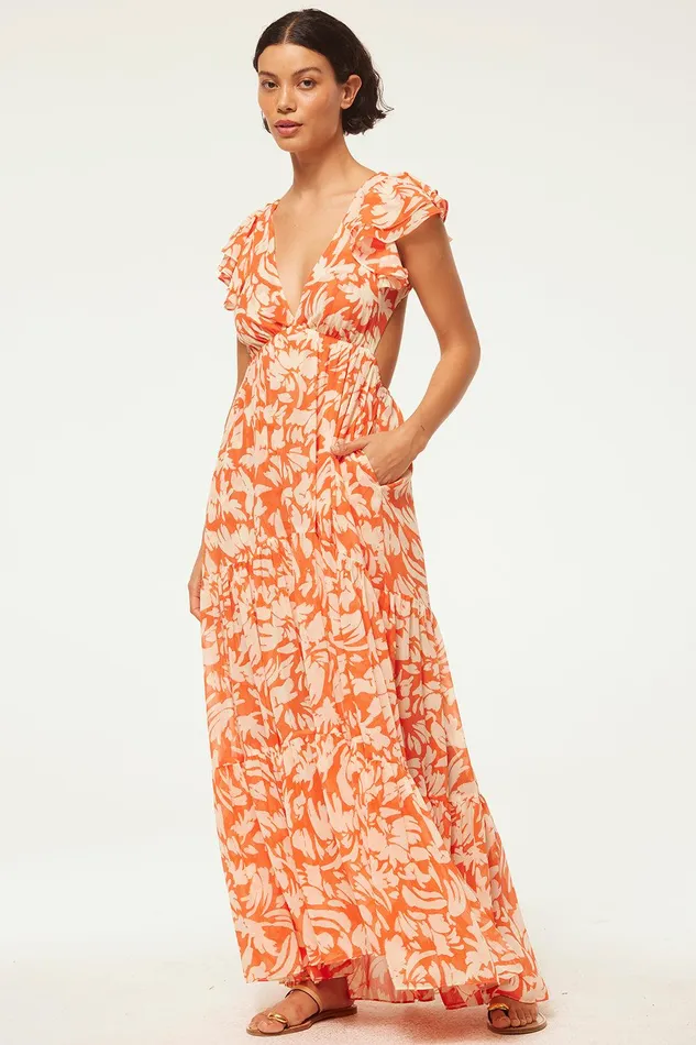 Women MISA Los Angeles Dresses SEPTIMA DRESS Patmos Tangerine