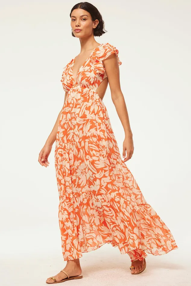 Women MISA Los Angeles Dresses SEPTIMA DRESS Patmos Tangerine