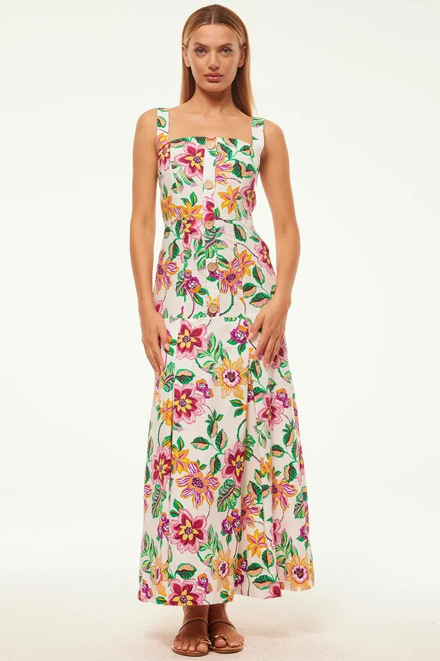 Women MISA Los Angeles Dresses SILVANA DRESS Flora Exotica Cotton Poplin