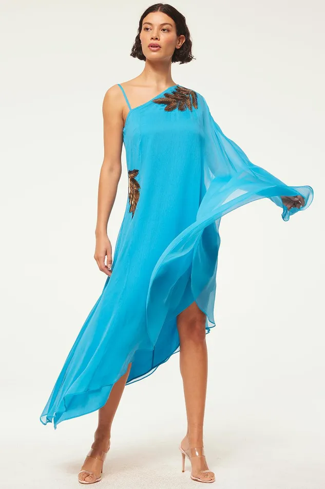 Women MISA Los Angeles Exclusives ELANEH DRESS Aqua Palm D039or