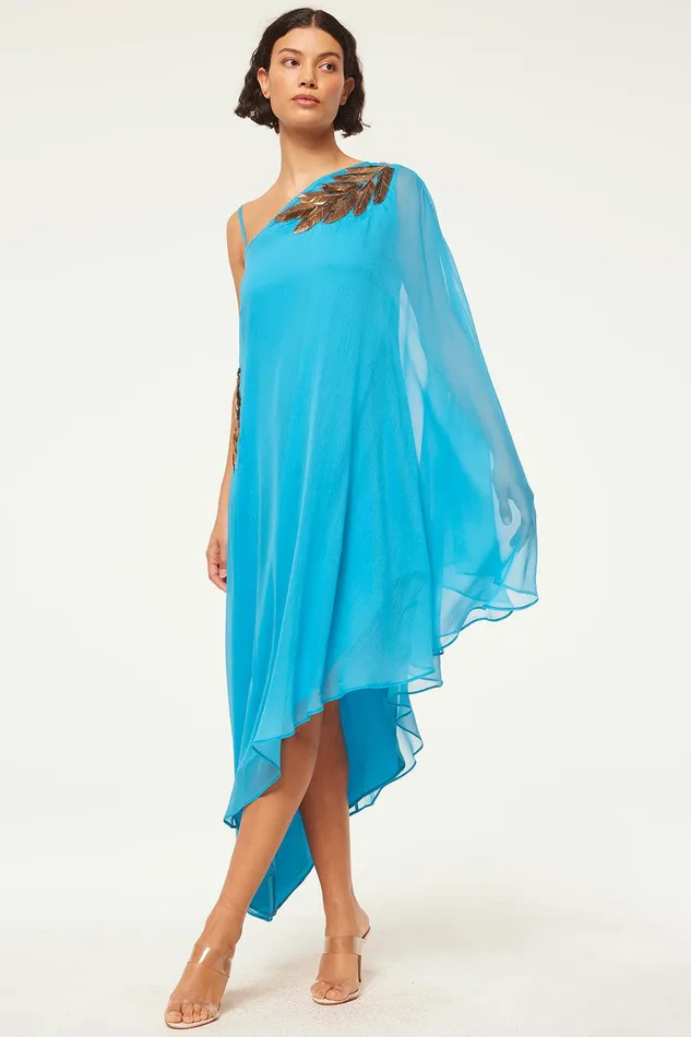 Women MISA Los Angeles Exclusives ELANEH DRESS Aqua Palm D039or