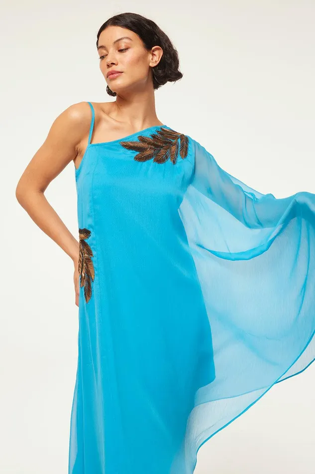 Women MISA Los Angeles Exclusives ELANEH DRESS Aqua Palm D039or
