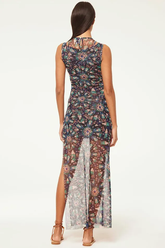 Women MISA Los Angeles Jersey and Mesh FERNANDA DRESS Indigo Burst