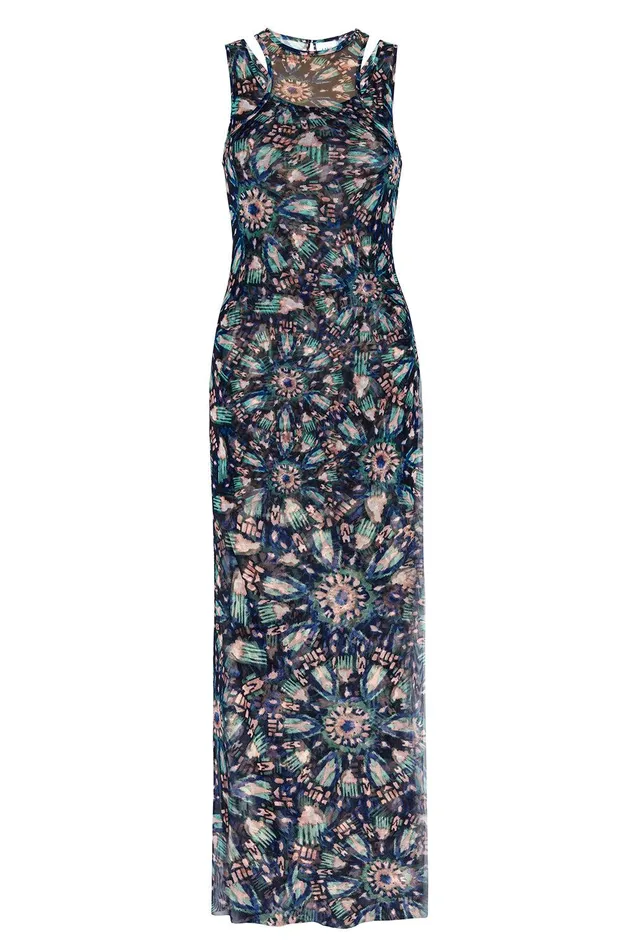 Women MISA Los Angeles Jersey and Mesh FERNANDA DRESS Indigo Burst