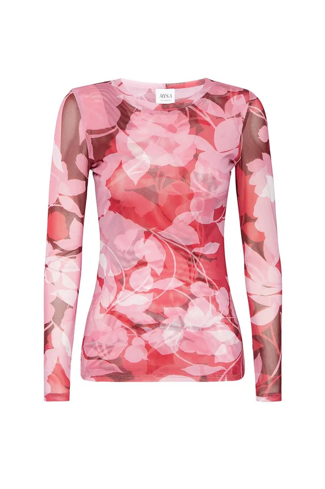 Women MISA Los Angeles Jersey and Mesh LULA TOP Faded Rose Mesh