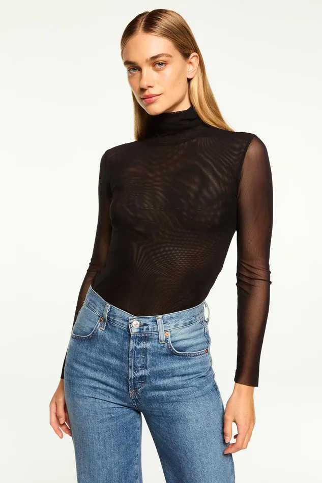 Women MISA Los Angeles Jersey and Mesh NADJA MESH TOP Black