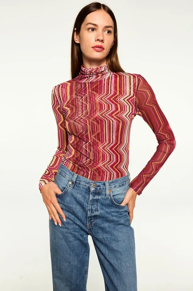 Women MISA Los Angeles Jersey and Mesh NADJA TOP La Banda Crimson Mesh