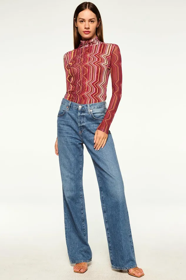 Women MISA Los Angeles Jersey and Mesh NADJA TOP La Banda Crimson Mesh