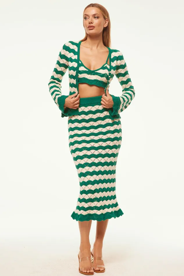 Women MISA Los Angeles Knits EIDA BRALETTE Emerald Stripe