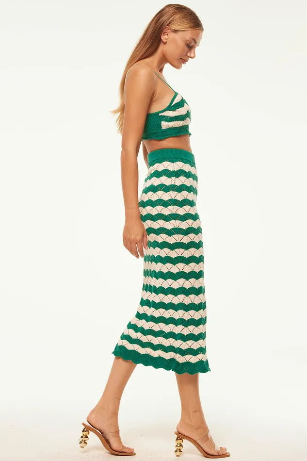 Women MISA Los Angeles Knits EIDA BRALETTE Emerald Stripe