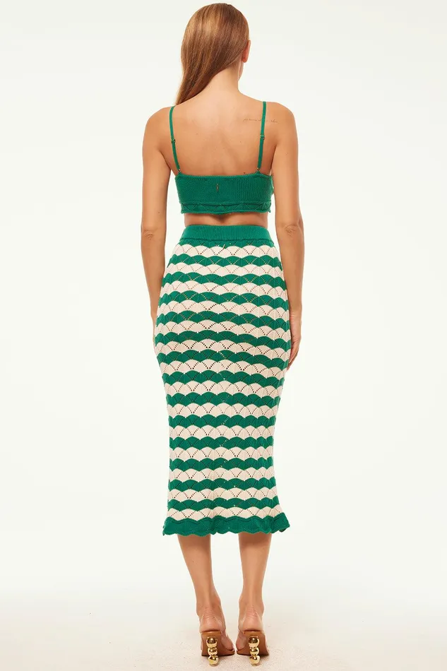 Women MISA Los Angeles Knits EIDA BRALETTE Emerald Stripe