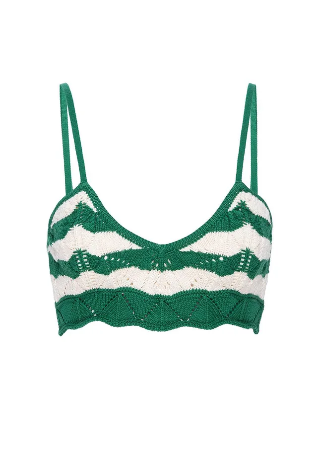 Women MISA Los Angeles Knits EIDA BRALETTE Emerald Stripe