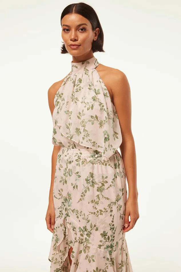 Women MISA Los Angeles Matching Sets ANKA TOP White Sage Botanica