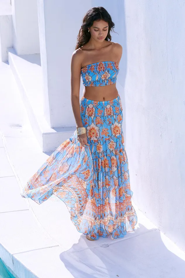 Women MISA Los Angeles Matching Sets BAR SKIRT Caged Floral