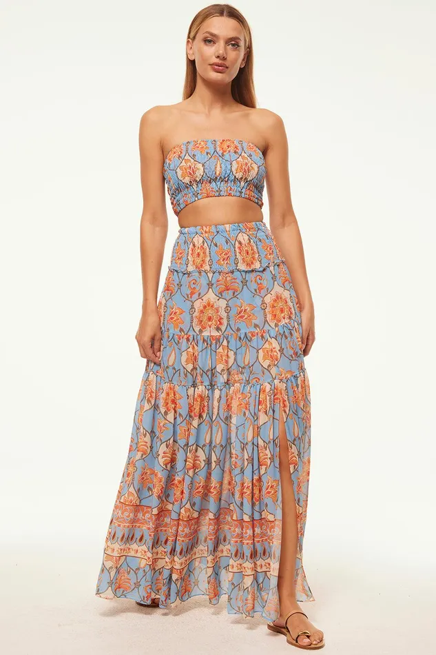 Women MISA Los Angeles Matching Sets BAR SKIRT Caged Floral