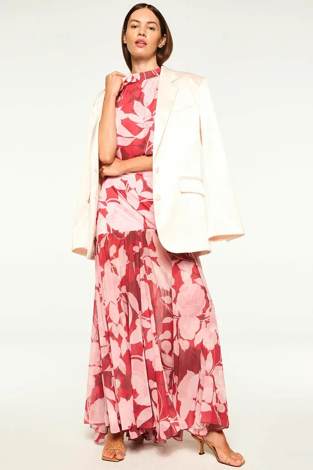 Women MISA Los Angeles Matching Sets INAH TOP Flora Rosada Satin