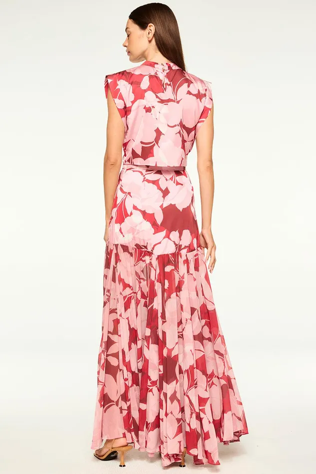 Women MISA Los Angeles Matching Sets INAH TOP Flora Rosada Satin
