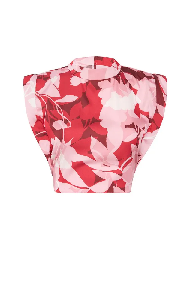 Women MISA Los Angeles Matching Sets INAH TOP Flora Rosada Satin