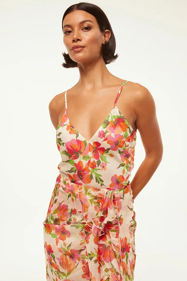 Women MISA Los Angeles Matching Sets RENA TOP Palmarei Blooms Satin