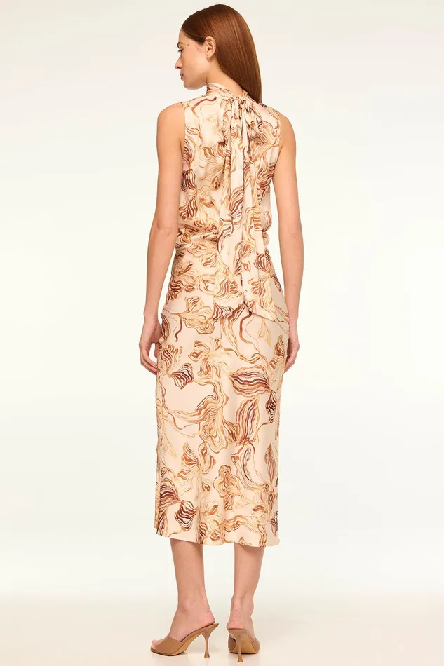 Women MISA Los Angeles Skirts and Shorts FAY SKIRT Golden Straw Satin
