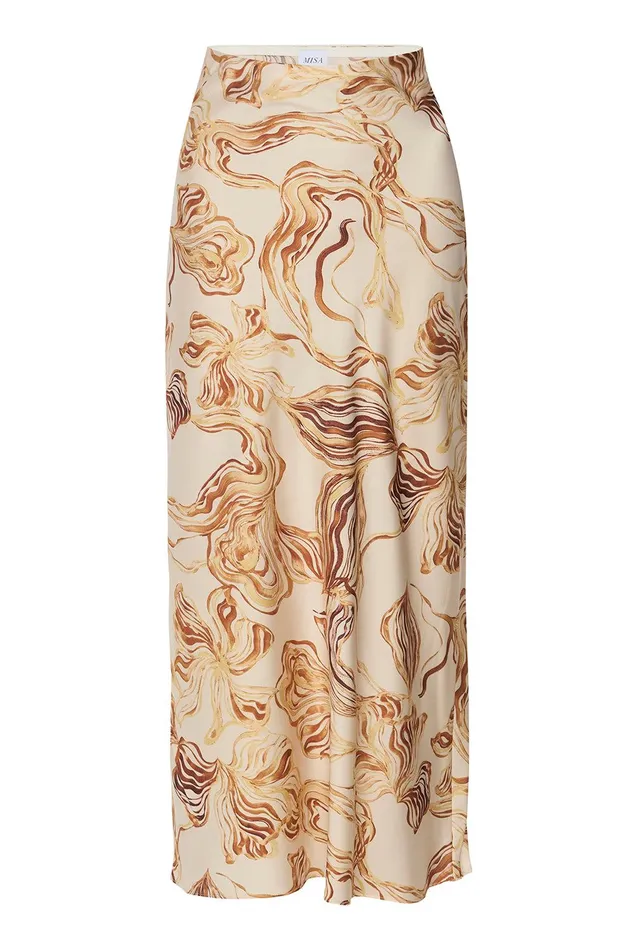 Women MISA Los Angeles Skirts and Shorts FAY SKIRT Golden Straw Satin