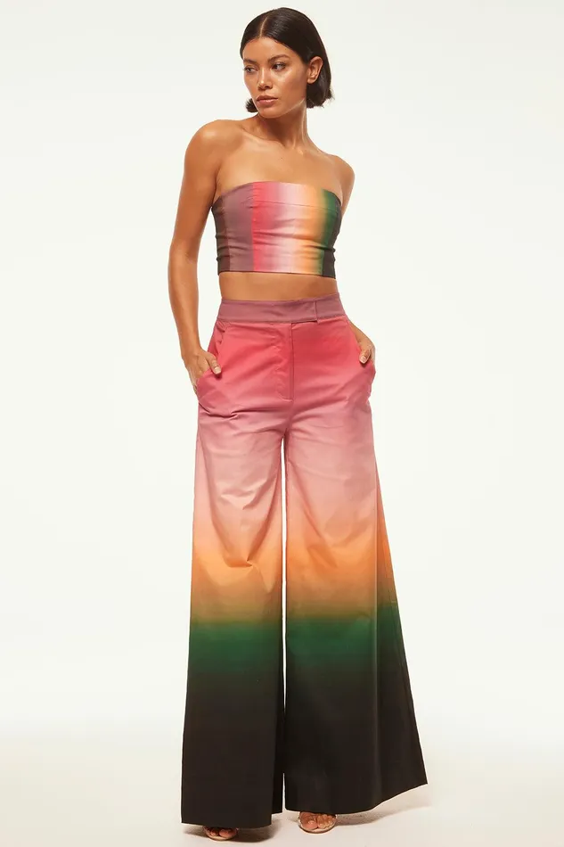Women MISA Los Angeles Tops CANDY BANDEAU Cali Ombre Cotton