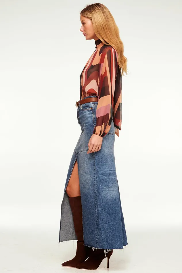 Women MISA Los Angeles Tops LULU TOP Canyon Stripe Chiffon