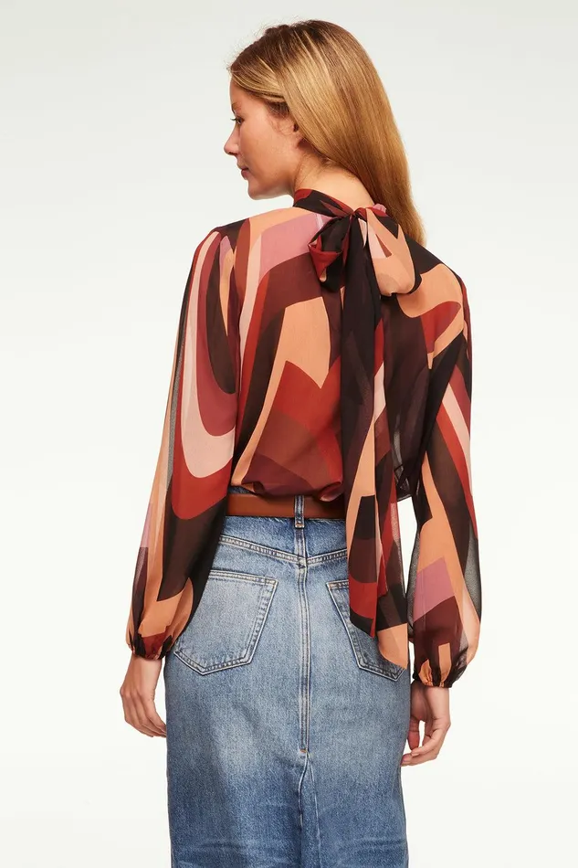 Women MISA Los Angeles Tops LULU TOP Canyon Stripe Chiffon