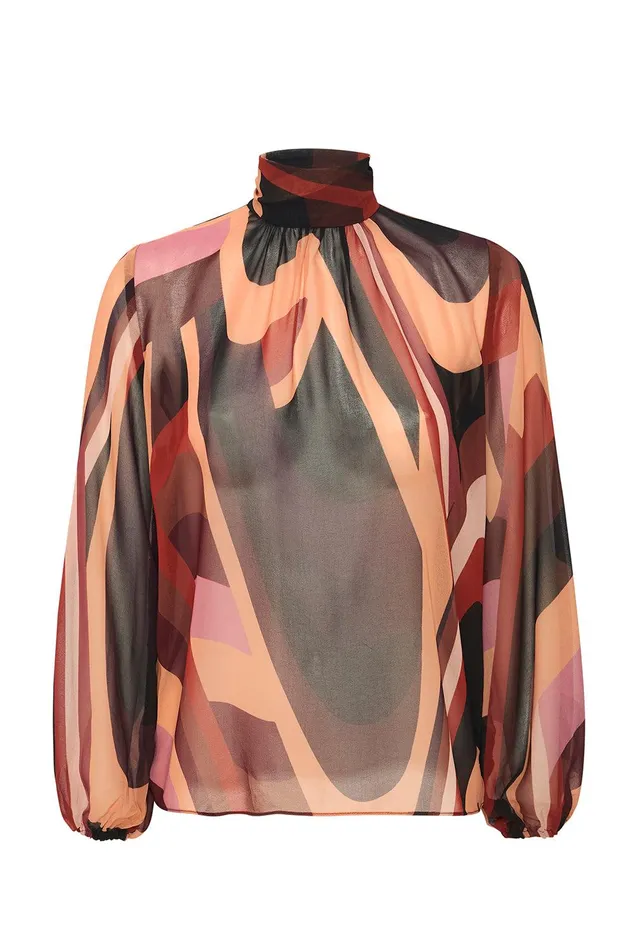 Women MISA Los Angeles Tops LULU TOP Canyon Stripe Chiffon